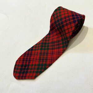 Lochcarron of Scotland Ross Plaid Tartan Pattern Tie Red Green 100% Wool